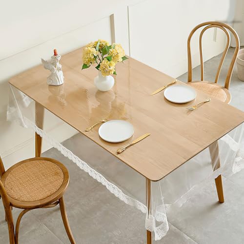 TNSLAND PVC Tischdecke Transparent 150×230cm, Tischdecke Durchsichtig Abwaschbar, Transparente Folie Tisch, Tischdecke Abwaschbar Transparent ölbeständig, Durchsichtige Tischdecke mit Spitze TNSLAND PVC Tischdecke Transparent 150×230cm, Tischdecke Durchsichtig Abwaschbar, Transparente Folie Tisch, Tischdecke Abwaschbar Transparent ölbeständig, Durchsichtige Tischdecke mit Spitze von TNSLAND
