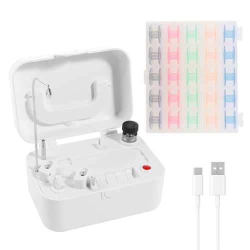 Elektrische Spule, tragbare Nähmaschine mit automatischem Abschaltungssensor, automatischer Spulenwickler mit USB-C-Anschluss und Kabeln, 13,8 x 10 x 8,5 cm, Spulenspule aus Kunststoff zum Aufwickeln von TNTGMG