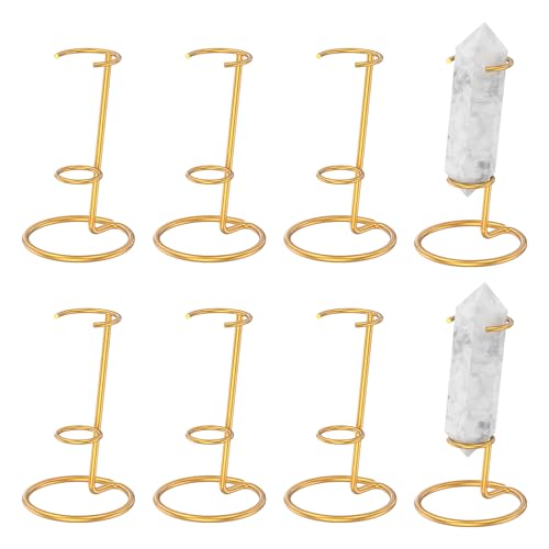 TNTGMG Kristallstäbchenständer, 8 kleine goldene Kristall-Ständer, 6,1 × 6,1 × 10,5 cm, Eisenständer, Mineral-Staffelei-Ständer zur Präsentation von Kristallen, Steinen und Achat von TNTGMG