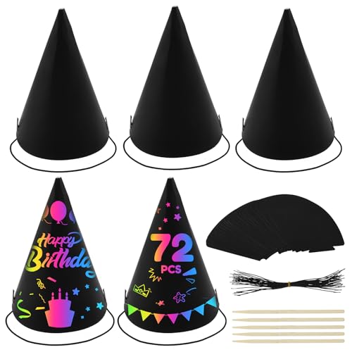 TNTGMG Party Hüte,72 PCS Regenbogen Kratzer Hüte Kit mit Elastischen Schnüren und Sticks,Bunte DIY Geburtstag Kegel Hut,Handgemachte Geburtstag Dekoration Zubehör für Kinder Baby Dusche Jungen TNTGMG Party Hüte,72 PCS Regenbogen Kratzer Hüte Kit mit Elastischen Schnüren und Sticks,Bunte DIY Geburtstag Kegel Hut,Handgemachte Geburtstag Dekoration Zubehör für Kinder Baby Dusche Jungen von TNTGMG