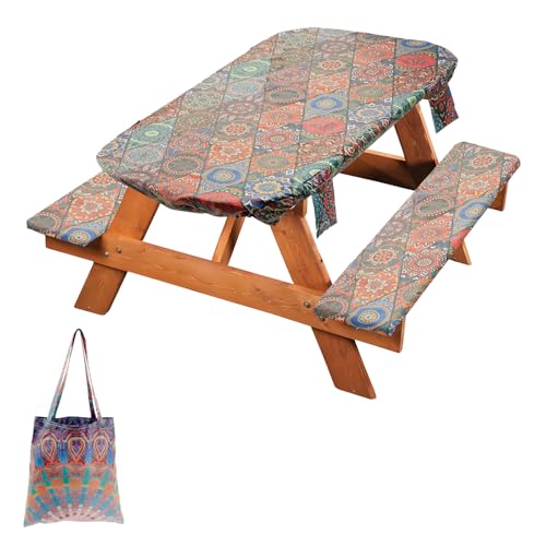 Tischdecke,4Pcs Polyester Picknick-Tischdecke mit Bankabdeckungen und Tragetasche,83×76 cm,Rechteckige elastische wasserdichte Tischdecke für Küche, Essen, Wäsche, Partys, Hochzeiten, im Freien Tischdecke,4Pcs Polyester Picknick-Tischdecke mit Bankabdeckungen und Tragetasche,83×76 cm,Rechteckige elastische wasserdichte Tischdecke für Küche, Essen, Wäsche, Partys, Hochzeiten, im Freien von TNTGMG