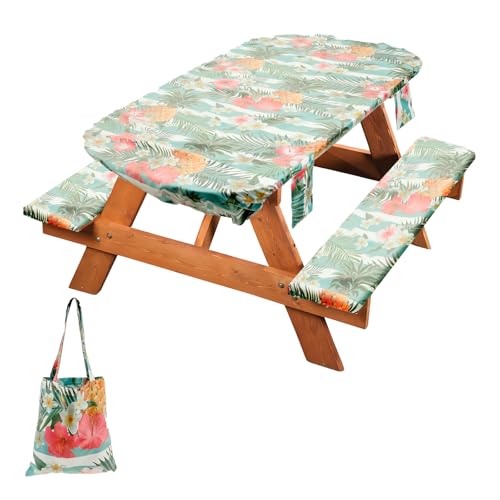 Tischdecke,4Pcs Polyester Picknick-Tischdecke mit Bankabdeckungen und Tragetasche,83×76 cm,Rechteckige elastische wasserdichte Tischdecke für Küche, Essen, Wäsche, Partys, Hochzeiten, im Freien Tischdecke,4Pcs Polyester Picknick-Tischdecke mit Bankabdeckungen und Tragetasche,83×76 cm,Rechteckige elastische wasserdichte Tischdecke für Küche, Essen, Wäsche, Partys, Hochzeiten, im Freien von TNTGMG