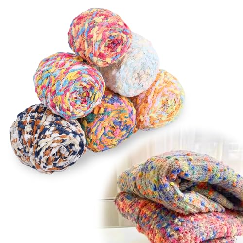 Weiches Garn, 6 Stück buntes Häkelgarn zum Häkeln und Stricken, 7,5×7,5×7 cm, 50g/Skein Häkel-Starter-Set mit Handmischung, handgefertigtes Garn für Schmuckherstellung, Schals und Decken von TNTGMG