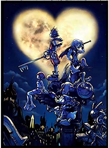TNXEV 5D-Diamant-Mosaik zum Selbermachen, Kingdom Hearts, Diamant-Malerei, komplettes rundes Stickbild mit Strasssteinen, 50 x 60 cm von TNXEV