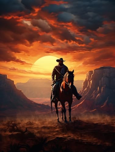 TNXEV 5D Diamond Art Painting by Number Kits Western Cowboy on Horse Sunrise Easy Diamond Round Full Drill Crystal Cross Stitch for Home Decoration 40 * 40cm TNXEV 5D Diamond Art Painting by Number Kits Western Cowboy on Horse Sunrise Easy Diamond Round Full Drill Crystal Cross Stitch for Home Decoration 40 * 40cm von TNXEV