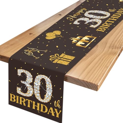 Tischläufer 30. Geburtstag Schwarz Gold, Happy Birthday 30 Tischdecke mit Diamanten, Tischdeko Geburtstag für Männer Frauen 30 Geburtstagsdeko, Tischdekoration 30 Jahre Tischläufer 30. Geburtstag Schwarz Gold, Happy Birthday 30 Tischdecke mit Diamanten, Tischdeko Geburtstag für Männer Frauen 30 Geburtstagsdeko, Tischdekoration 30 Jahre von TNYKER