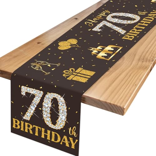 Tischläufer 70. Geburtstag Schwarz Gold, Happy Birthday 70 Tischdecke mit Diamanten, Tischdeko Geburtstag für Männer Frauen 70 Geburtstagsdeko, Tischdekoration 70 Jahre Tischläufer 70. Geburtstag Schwarz Gold, Happy Birthday 70 Tischdecke mit Diamanten, Tischdeko Geburtstag für Männer Frauen 70 Geburtstagsdeko, Tischdekoration 70 Jahre von TNYKER