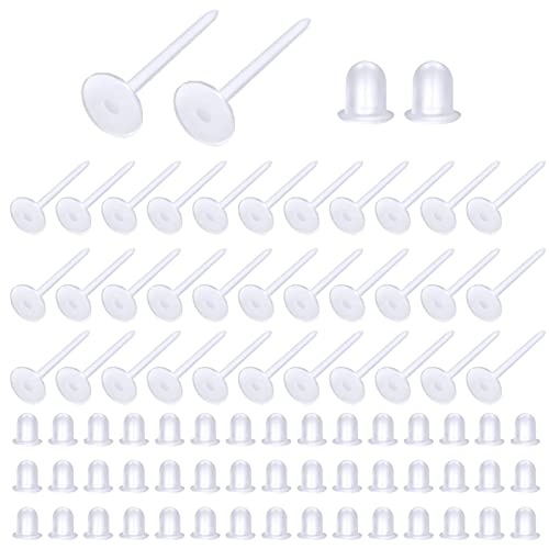 TOAOB 100 Paar 5 mm Transparente Ohrringe Kunststoff Ohrringe Pfosten und Gummi Sicherheitsrücken Klare Ohrstecker Ohrringe Stopper für Schule Ohrstecker DIY Schmuckherstellung Ohrringe Erkenntnisse von TOAOB THE ONE AND ONLY BABY