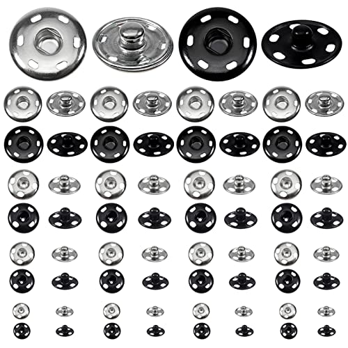 TOAOB 120 Set Druckknopf zum annähen 7mm 12mm 15mm 21mm Schwarz Silber Druckknopf aus Metall für Geldbeutel Handtasche Kleidung Schuhe und Hüte Nähreparatur von TOAOB THE ONE AND ONLY BABY