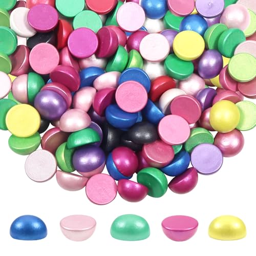 TOAOB 100 Stück 12mm Bunte Halbrunde Holzperlen Halbkugelförmig Natürliche Lose Perlen Cabochon für Gemälde DIY Schmuck Herstellung von TOAOB THE ONE AND ONLY BABY