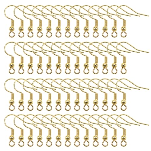 TOAOB 100 Stück 18x19 mm Edelstahl Gold Ohrring Haken Ohrhaken mit Kugel und Spule Mehrfarbig für DIY Ohrringe Schmuckherstellung von TOAOB THE ONE AND ONLY BABY