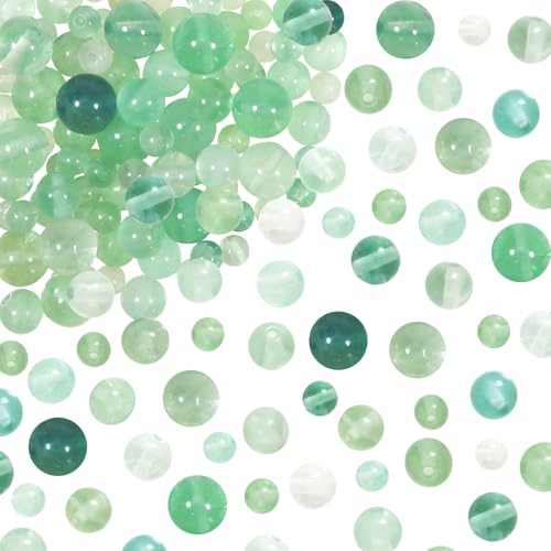 TOAOB 100 Stück 4 mm bis 8 mm Natürliche Edelstein Perlen Grün Fluoritperlen Runde Lose Perlen mit Loch zum Schmuck Basteln Auffädeln DIY Armband Halsketten Schmuckherstellung von TOAOB THE ONE AND ONLY BABY