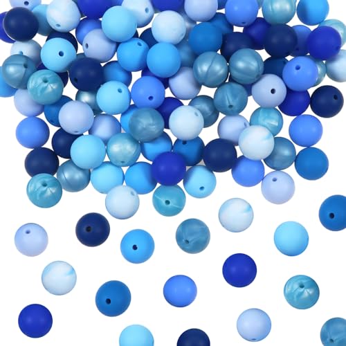 TOAOB 100 Stück Blau Serie Silikonperlen Perlen 15mm für Armbänder Runde mit Löchern für Die Herstellung von Armbändern Schmuck DIY Handwerk TOAOB 100 Stück Blau Serie Silikonperlen Perlen 15mm für Armbänder Runde mit Löchern für Die Herstellung von Armbändern Schmuck DIY Handwerk von TOAOB THE ONE AND ONLY BABY