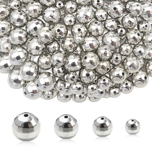 TOAOB 100 Stück Discokugel Perlen für Schmuckherstellung 8 mm 10 mm 12 mm 14 mm Silber Runde Lose Perlen Abstandsperlen Discokugel Beads Perlen Basteln TOAOB 100 Stück Discokugel Perlen für Schmuckherstellung 8 mm 10 mm 12 mm 14 mm Silber Runde Lose Perlen Abstandsperlen Discokugel Beads Perlen Basteln von TOAOB THE ONE AND ONLY BABY