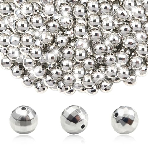 TOAOB 100 Stück Discokugel Perlen für Schmuckherstellung 8 mm Silber Runde Lose Perlen Abstandsperlen Discokugel Beads Perlen Basteln TOAOB 100 Stück Discokugel Perlen für Schmuckherstellung 8 mm Silber Runde Lose Perlen Abstandsperlen Discokugel Beads Perlen Basteln von TOAOB THE ONE AND ONLY BABY
