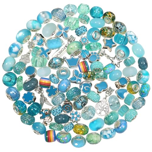 TOAOB 100 Stück Europäische Perlen 50 Stile Hellblau Große Loch Strass Charms Spacer Perlen Für DIY Handwerk Armbänder Halsketten Schmuckherstellung TOAOB 100 Stück Europäische Perlen 50 Stile Hellblau Große Loch Strass Charms Spacer Perlen Für DIY Handwerk Armbänder Halsketten Schmuckherstellung von TOAOB THE ONE AND ONLY BABY