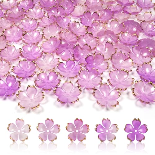 TOAOB 100 Stück Kirschblüten Acryl Blumenperlen Goldrand Lila Blütenblatt Farbverlaufs Perlen Armbänder für Schmuckherstellung Basteln Ohrringe Halsketten TOAOB 100 Stück Kirschblüten Acryl Blumenperlen Goldrand Lila Blütenblatt Farbverlaufs Perlen Armbänder für Schmuckherstellung Basteln Ohrringe Halsketten von TOAOB THE ONE AND ONLY BABY