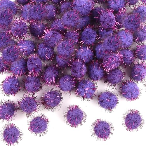 TOAOB 100 Stück Lila Pompons zum Basteln Glitzer 25 mm Mini Pompom Flauschigen Plüsch set Bälle Kunst Bommel für Dekorieren Verzieren Nähen DIY Lustige Kreativen Handwerk von TOAOB THE ONE AND ONLY BABY