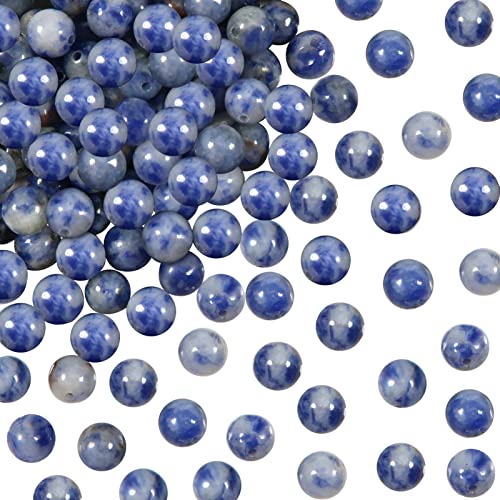 TOAOB 100 Stück Natürliche Edelstein Perlen 8mm Blue Runde Lose Perlen mit Loch zum Schmuck Basteln Auffädeln DIY Armband Halsketten Schmuckherstellung von TOAOB THE ONE AND ONLY BABY