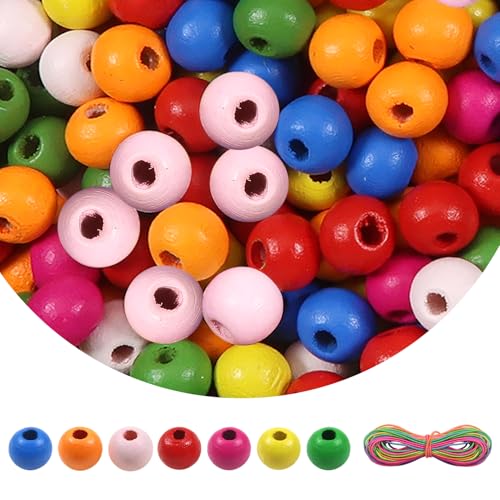 TOAOB 100 Stück Natürliche Runde Bunte Holzperlen set 20 mm Runde Holzperle Basteln mit Loch für DIY Schmuck Herstellung von TOAOB THE ONE AND ONLY BABY