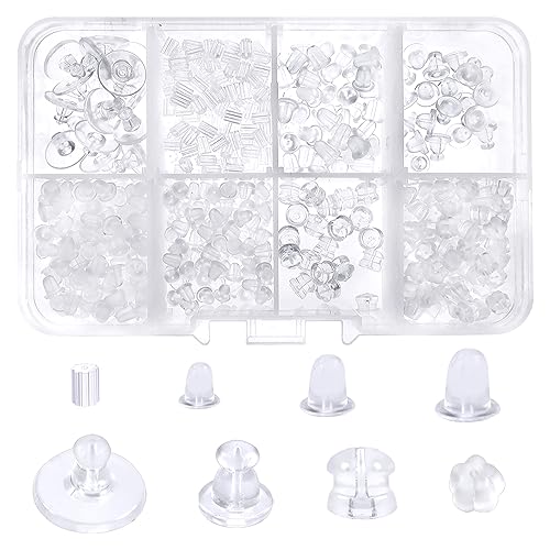 TOAOB 600 Stück Ohrstecker Silikon Ohrring Stopper Klar Gummi Ohrstopper Ohrringe Verschlüsse Kunststoff Ohrring Rücken Earring Backs 8 Stile für Haken Ohrstecker DIY Schmuckherstellung von TOAOB THE ONE AND ONLY BABY