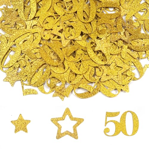 TOAOB 100 Stück Zahlenkonfetti 50 Jahr Gold Konfetti Groß 3.5 x 2.5 cm mit Glitzer Stern für StreudekoDeko Tischdeko Dekoration TOAOB 100 Stück Zahlenkonfetti 50 Jahr Gold Konfetti Groß 3.5 x 2.5 cm mit Glitzer Stern für StreudekoDeko Tischdeko Dekoration von TOAOB THE ONE AND ONLY BABY