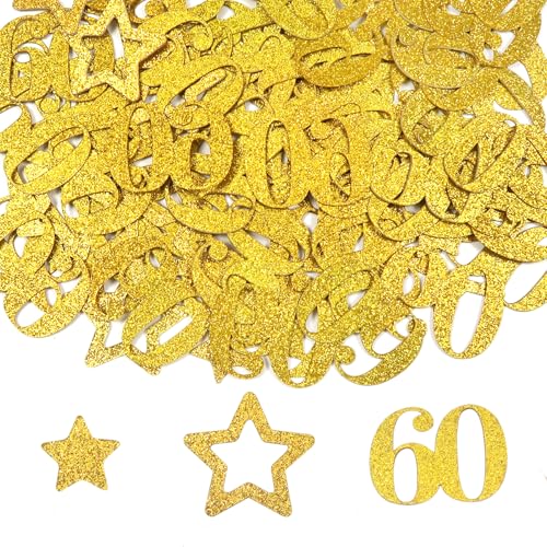 TOAOB 100 Stück Zahlenkonfetti 60 Jahr Gold Konfetti Groß 3.5 x 2.5 cm mit Glitzer Stern für StreudekoDeko Tischdeko Dekoration TOAOB 100 Stück Zahlenkonfetti 60 Jahr Gold Konfetti Groß 3.5 x 2.5 cm mit Glitzer Stern für StreudekoDeko Tischdeko Dekoration von TOAOB THE ONE AND ONLY BABY