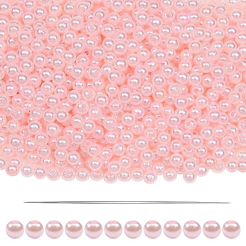 TOAOB 1000 Stück Bastelperlen Rosa 4 mm Acrylperlen mit Loch Runde Perlen zum Auffädeln für DIY Schmuckherstellung Armbänder Halsketten Kleidung Basteln von TOAOB THE ONE AND ONLY BABY