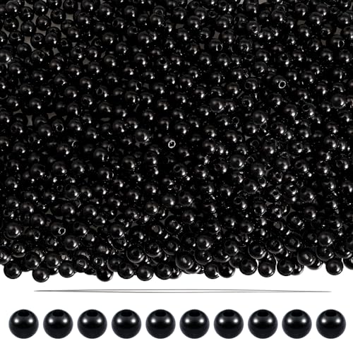 TOAOB 1000 Stück Bastelperlen Schwarz 4 mm Acrylperlen mit Loch Runde Perlen zum Auffädeln für DIY Schmuckherstellung Armbänder Halsketten Kleidung Basteln von TOAOB THE ONE AND ONLY BABY