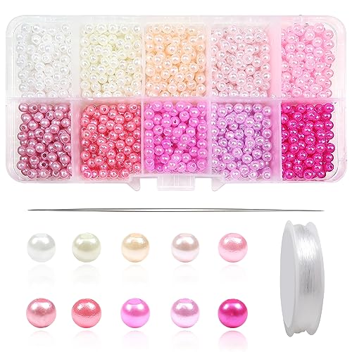 TOAOB 1000 Stück Bastelperlen Rosa Serie Acrylperlen 4 mm Acrylperlen mit Loch Runde Perlen zum Auffädeln für DIY Schmuckherstellung Armbänder Halsketten Kleidung Basteln von TOAOB THE ONE AND ONLY BABY