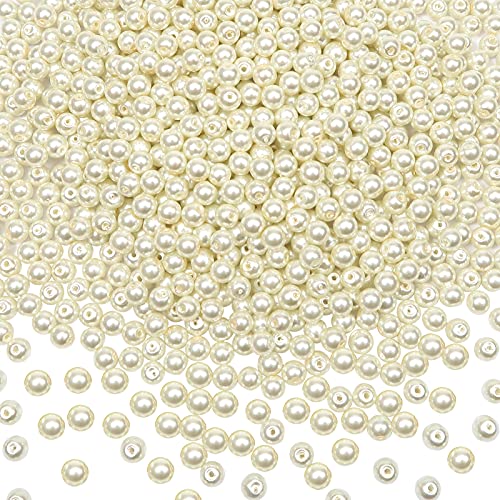 TOAOB 1000 Stück 6mm Glasperlen Runde Beige Lose Perlen zum auffädeln für Schmuckherstellung von TOAOB THE ONE AND ONLY BABY