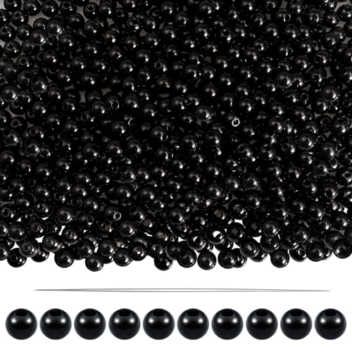 TOAOB 1000 Stück Bastelperlen Schwarze 6 mm Acrylperlen mit Loch Runde Perlen zum Auffädeln für DIY Schmuckherstellung Armbänder Halsketten Kleidung Basteln von TOAOB THE ONE AND ONLY BABY