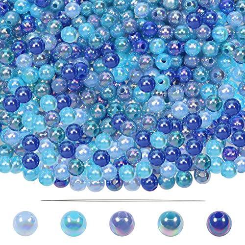 TOAOB 1000 Stück Bastelperlen Blau Serie 6 mm Acrylperlen mit Loch Runde Perlen zum Auffädeln für DIY Schmuckherstellung Armbänder Halsketten Kleidung Basteln von TOAOB THE ONE AND ONLY BABY