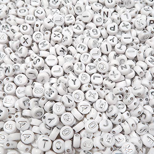 TOAOB 1000 Stück Buchstaben Perlen 4x7mm Rund Acryl Alphabet Buchstaben Spacer Perlen Weiß mit Silber Wort für Armband Halsketten Haarband Schmuck DIY Bastelnn TOAOB 1000 Stück Buchstaben Perlen 4x7mm Rund Acryl Alphabet Buchstaben Spacer Perlen Weiß mit Silber Wort für Armband Halsketten Haarband Schmuck DIY Bastelnn von TOAOB THE ONE AND ONLY BABY