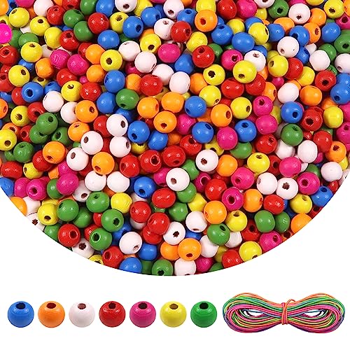TOAOB 1000 Stück Bunte Holzperlen 8mm Holzkugeln mit Loch und 5m Elastische Holzperlen zum Auffädeln für DIY Armbänder Schmuck Halsketten TOAOB 1000 Stück Bunte Holzperlen 8mm Holzkugeln mit Loch und 5m Elastische Holzperlen zum Auffädeln für DIY Armbänder Schmuck Halsketten von TOAOB THE ONE AND ONLY BABY