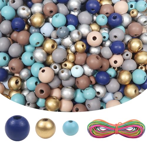 TOAOB 1000 Stück Natürliche Runde Bunte Holzperlen Set 6mm 8mm 10mm Gemischte Größe Runde Holzperle Basteln mit Loch für DIY Schmuck Herstellung von TOAOB THE ONE AND ONLY BABY