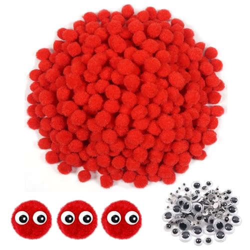 TOAOB 1000 Stück Pompons zum Basteln Groß 10 mm Rot Pompom Flauschigen Plüsch set Bälle Kunst Bommel mit 100 Stück Selbstklebend Wackelaugen für Dekorieren Nähen DIY Lustige Kreativen Handwerk TOAOB 1000 Stück Pompons zum Basteln Groß 10 mm Rot Pompom Flauschigen Plüsch set Bälle Kunst Bommel mit 100 Stück Selbstklebend Wackelaugen für Dekorieren Nähen DIY Lustige Kreativen Handwerk von TOAOB THE ONE AND ONLY BABY