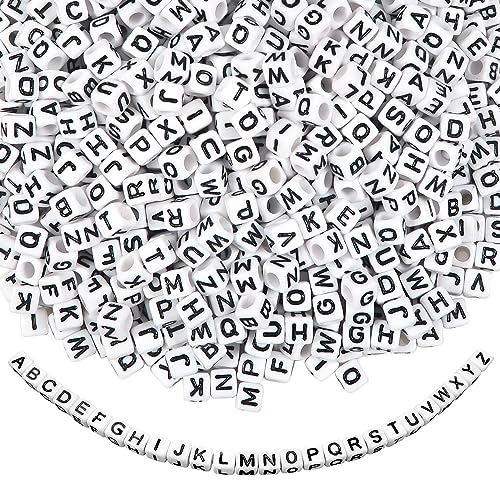 TOAOB 1000 stücke 6mm Acryl Alphabet Perlen Weiß Buchstabenperlen Schwarz Wort A bis Z Würfel für DIY Machen Armbänder Halsketten Schmuck von TOAOB THE ONE AND ONLY BABY