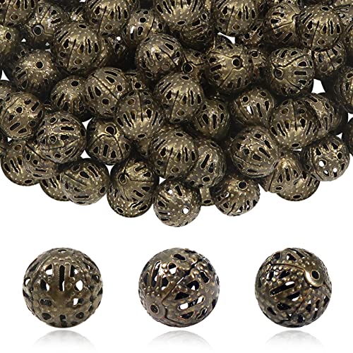 TOAOB 100pcs 10mm Alte Bronze Filigrane Hohlkugeln Metall Spacer Perlen für Handwerk Schmuck Machen von TOAOB THE ONE AND ONLY BABY