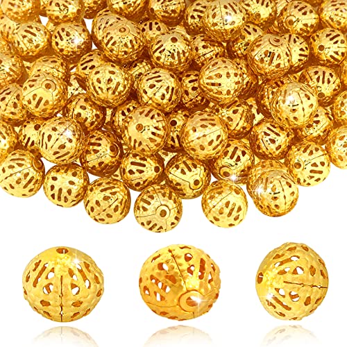 TOAOB 100pcs 10mm Golden Filigrane Hohlkugeln Metall Spacer Perlen für Handwerk Schmuck Machen von TOAOB THE ONE AND ONLY BABY