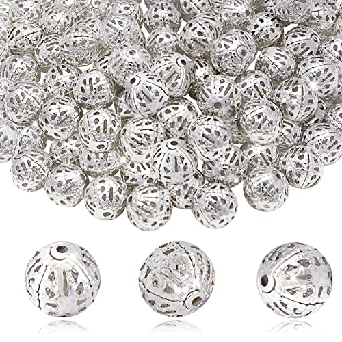 TOAOB 100pcs 10mm Silber Filigrane Hohlkugeln Metall Spacer Perlen für Handwerk Schmuck Machen TOAOB 100pcs 10mm Silber Filigrane Hohlkugeln Metall Spacer Perlen für Handwerk Schmuck Machen von TOAOB THE ONE AND ONLY BABY