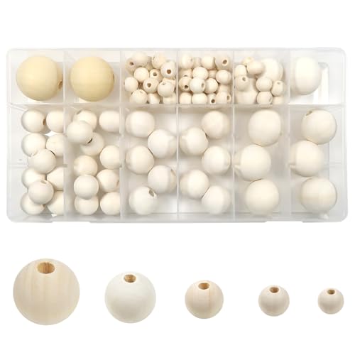 TOAOB 106 Stück Natürliche Runde Holzperlen set 10 mm bis 30 mm Gemischte Größe Runde Holzperle Basteln mit Loch für DIY Schmuck Herstellung TOAOB 106 Stück Natürliche Runde Holzperlen set 10 mm bis 30 mm Gemischte Größe Runde Holzperle Basteln mit Loch für DIY Schmuck Herstellung von TOAOB THE ONE AND ONLY BABY