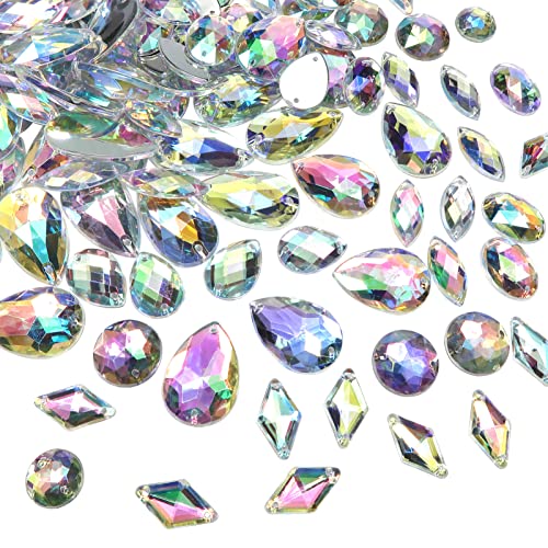 TOAOB Strasssteine zum Aufnähen, transparent, Acryl, facettiert, flache Rückseite, zum Nähen, Kristall-Strass-Mix-Form für Bastelarbeiten, Kleidung, Schuhe, Taschen, Dekoration, 117 Stück von TOAOB THE ONE AND ONLY BABY