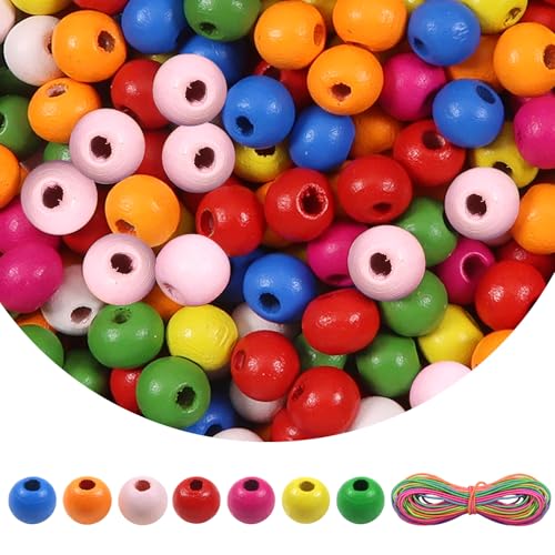 TOAOB 120 Stück Natürliche Runde Bunte Holzperlen set 16 mm Runde Holzperle Basteln mit Loch für DIY Schmuck Herstellung von TOAOB THE ONE AND ONLY BABY