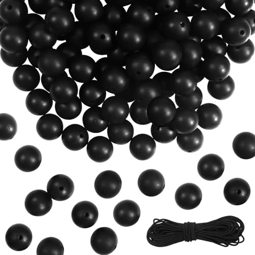 TOAOB 120 Stück Schwarz Silikonperlen Perlen 15mm für Armbänder Runde mit Löchern für Die Herstellung von Armbändern Schmuck DIY Handwerk TOAOB 120 Stück Schwarz Silikonperlen Perlen 15mm für Armbänder Runde mit Löchern für Die Herstellung von Armbändern Schmuck DIY Handwerk von TOAOB THE ONE AND ONLY BABY