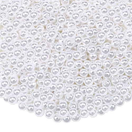 TOAOB 1200 Stück Glasperlen Weiß Kunstperle Runde Vasenfüller Perlen Schmuckherstellung Nachahmung Perlen 4mm für Halskette Armbänder Schmuck Basteln von TOAOB THE ONE AND ONLY BABY