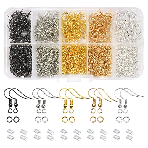 TOAOB 1350 Stück 18x19mm Metall Ohrring Haken Ohrhaken mit Kugel Spule und 4mm Biegeringe Plastik Ohrstopper Mehrfarbig Set für DIY Ohrringe Schmuckherstellung TOAOB 1350 Stück 18x19mm Metall Ohrring Haken Ohrhaken mit Kugel Spule und 4mm Biegeringe Plastik Ohrstopper Mehrfarbig Set für DIY Ohrringe Schmuckherstellung von TOAOB THE ONE AND ONLY BABY