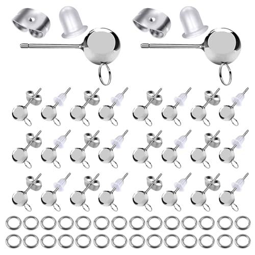 TOAOB 140 Stück Kugelpfosten Ohrstecker Edelstahl Kugel Ohrstecker Mit Schlaufe Silber Ohrstecker Verschluss Schmetterling Hypoallergene für Ohrringe Bastel Zubehör Schmuckherstellung TOAOB 140 Stück Kugelpfosten Ohrstecker Edelstahl Kugel Ohrstecker Mit Schlaufe Silber Ohrstecker Verschluss Schmetterling Hypoallergene für Ohrringe Bastel Zubehör Schmuckherstellung von TOAOB THE ONE AND ONLY BABY