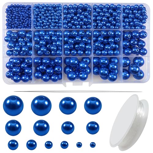 TOAOB 1400 Stück Kunstperle mit Loch Runde Perlen set zum Auffädeln Schmuck Perlen Blau 3mm 4mm 6mm 8mm 10mm 12mm 14mm für Dekorieren Kleidung Halsketten Armbänder TOAOB 1400 Stück Kunstperle mit Loch Runde Perlen set zum Auffädeln Schmuck Perlen Blau 3mm 4mm 6mm 8mm 10mm 12mm 14mm für Dekorieren Kleidung Halsketten Armbänder von TOAOB THE ONE AND ONLY BABY