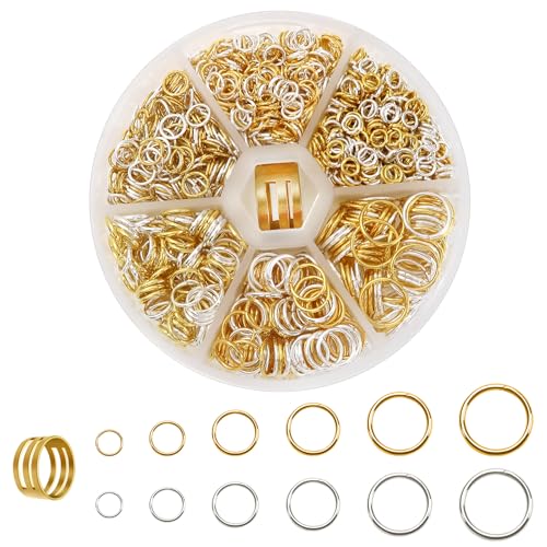 TOAOB 1410 Stück Biegeringe für Schmuckherstellung 4mm bis 10mm Silber und Gold Jump Ringe Spaltringe Metall Kettenringe Biegeringe mit Ringe Öffner für Halsketten Armband DIY Schmuckherstellung TOAOB 1410 Stück Biegeringe für Schmuckherstellung 4mm bis 10mm Silber und Gold Jump Ringe Spaltringe Metall Kettenringe Biegeringe mit Ringe Öffner für Halsketten Armband DIY Schmuckherstellung von TOAOB THE ONE AND ONLY BABY